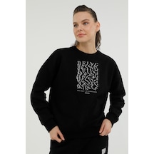 Kinetix W-SDK203 RACHEL SLOGAN SW Siyah Kadın Sweatshirt
