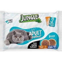 4 Adet Jungle Çift Lezzet Pouch Ton - Somonlu Yetişkin Kedi Maması
