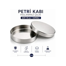 Petri Kabı Paslanmaz Çap 10 Cm Kapaklı