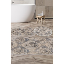 Dekoreko Kaymaz Taban Djt 3 Lü Banyo Paspas Takımı Trend Karışık Modern 1903m krem