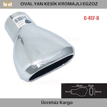 Carmind Oval Yan Kesik Kromajlı Egzoz Ucu C-417d