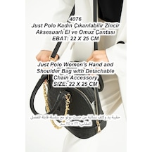 Just Polo Lüks Tasarım Zincir Detaylı Lüks El Ve Omuz Çantası Shopper Ebat : 25x22 Cm Krem