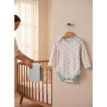 Babymuz %100 Pamuk Uzun Kollu Çıtçıtlı Tulum Mavi Beyaz