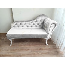 Ters Kol Dekoratif Bihter Koltuk Josefin Puf 120 Cm Beyaz Ayak Beyaz