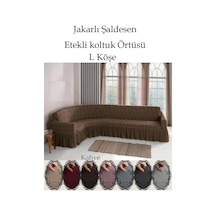 Jakarli Şal Desen L.köşe Koltuk Örtüsü, Koltuk Kılıfı Kahve 350cm Kahve