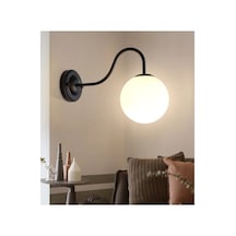 Modern Spor Opal Camlı Aplik E27 Duylu Siyah