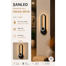 Dekoratif 20w Halka Modeli İç Mekan Siyah Kasa Amber Işık 30 Cm Duvar Aplik Pilli 10 Adet