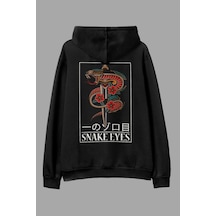 Snake Eyes Beyaz Oversize Unisex Kapüşonlu Sweatshirt Hoodie Siyah