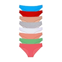 8 Adet Süper Eko Set Likralı Kadın Slip Külot Set 8 Çok Renkli