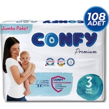 Confy Premium Bebek Bezi 3 Numara Midi  4 - 9 Kg 108 Adet