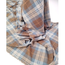 Kahve Petrol Mavisi Bej Ekoseli Jakarlı İnterlok Kumaş Hırkalık & Kazaklık 150x200cm-12385 Kahve,petrol Mavisi,bej