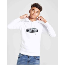 Tshirthane Nissan Gt R Ön Baskılı Unisex Çocuk Kapüşonlu Beyaz Sweatshirt Beyaz
