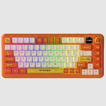 Ajazz Ak820 Max Plus 75% Mekanik Klavye 8000mah Batarya 0.85 Tft Ekran Rgb Hot Swap 3 Modlu 2.4g Bluetooth Type-c Kablosuz Gaming Klavye Conta Yapısı Ses Yalıtımlı Turuncu