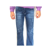 Milenawear By Milena Likralı Yıpratma Ispanyol Paça Jeans Mavi
