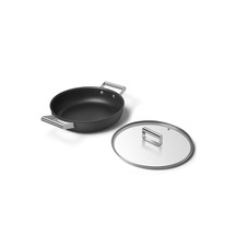 Smeg Cookware 50's Style Siyah Pilav Tenceresi Cam Kapaklı 28 CM Siyah