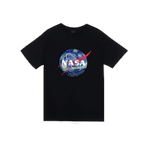 Stoned&Fame Unisex Siyah Nasa Baskılı Kısa Kol T-shirt SIYAH