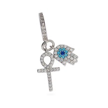 Kadın Haç Ve Göz Detay Gümüş Charm Gümüş