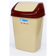 Polytime Sallanır Kapak Ofis Banyo Mutfak Bahçe Çöp Kutusu Kovası / 50 Litre / Krem / 68 x 41 x 33 Cm.