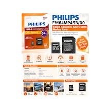 Phılıps 64gb Uhs-ı Micro Sdxc V10 Card Mikro Hafıza Kartı Ultra Speed Up To 80 Mb/s R A1 Class 10 Ca
