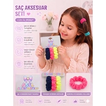 3'lü Set Çok Renkli Büzgülü Kumaş Kız Çocuk Lastik Toka Scrunchie Saç I