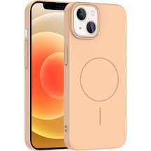 Apple Uyumlu iPhone 13 Kılıf Magsafe Şarj Özellikli Zore Ruby Silikon Kapak - Desert Titanyum Desert Titanyum