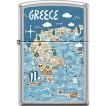 Zippo Greece Illustration Map Çakmak - 49007-00062-model05