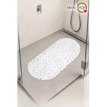 Güvenli Ve Kaydırmaz Duş Paspası - 34x68 Cm Vantuzlu Banyo Paspas Beyaz Renk M-130