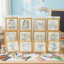 Mini Tuval Çocuk Boyama Seti 20x20 Cm - Akrilik Boya Ve Fırçalı Eğlenceli Çocuk Aktivite Seti