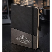Bk Gift Kişiye Özel Siyah Termo Deri Defter -10, Kartvizit Bölmeli, Çizgili Ivory Kağıt Kobitmeyencom35991 Bk Gift