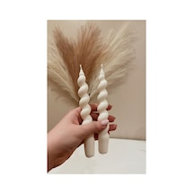 Dekoratif Soy Mum Şamdanlık Burgu Mum Kırık Beyaz Renk20x2,3 Cm 2 2'li Modern Dekoratif Soy Mum Tum Renkler