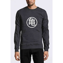 Dragon Ball Baskılı Füme Antrasit Erkek Örme Sweatshirt (528535615)