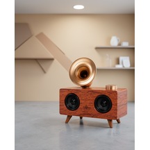 Retro Radyo Tasarımı Bluetooth Hoparlör Ahşap Renk 02003782