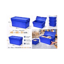 6lı 40 60 51 Cm Mavi Menteşe Kapaklı Plastik Kasa