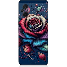 Xiaomi Poco M5 Uyumlu Siyah Gülün Asaleti Desenli Silikon Kılıf Çok Renkli