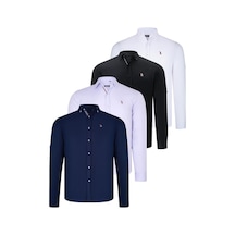 Dörtlü Set G674 Dewberry Erkek Gömlek-siyah-beyaz-lacivert-lila Siyah-beyaz-lacivert-lila