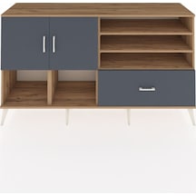 Kronos Konsol 7 Raflı Tek Çekmeceli 2 Kapaklı 176x59x99 Çam-antra Çam-antrasit