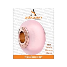 Mat Pembe Murano Charm Gümüş