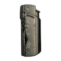 Quantoro Tek Torch Pürmüz Delicili/iğneli Gunmetal Desenli Metal Puro Çakmağı - Trz1156