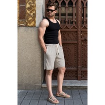 Madmext Siyah Çizgili Regular Fit Erkek Şort E6563