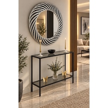 Teknor Füme Camlı Siyah Metal Konsol 100 Cm Modern Salon Dresuar