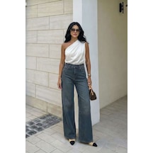 Kadın Yüksek Bel Wide Leg Jean Pantolon İndigo