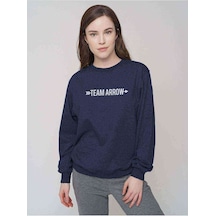 Arrow Team Arrow Baskılı Indigo Mavi Kadın Sweatshirt