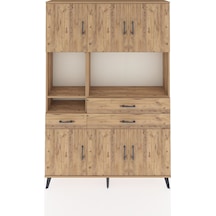 Arges Dolap 9 Raflı 3 Çekmeceli 6 Kapaklı 132x30x195 Çam-çam/çam Çam