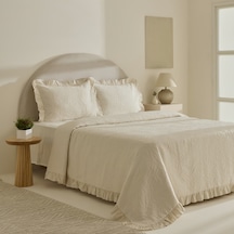Karaca Home Branley Fırfırlı Çift Kişilik Yatak Örtüsü Takımı Natural Pudra