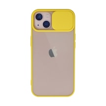 Apple iPhone  Uyumlu,  13 Kılıf Palm Buzlu Kamera Sürgülü Silikon - Sarı