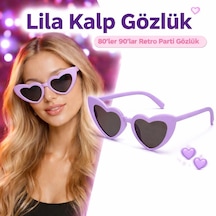 Mor Lila Retro Kalp Gözlük 80 Ler 90 Lar Stil Parti Gözlüğü Çok Renkli
