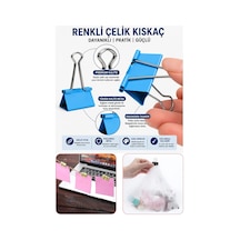 Renkli Çelik Kıskaç Klips 32 Mm 12 Adet Evrak Mandalı Renkli Metal Mandal Binder Clips Kıskaç 120 Sayfa Kapasiteli