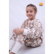Babyhola 2.5 Tog Yorgan Gerektirmeyen Kalın Elyaf Dolgulu Çocuk Uyku Tulumu Pamuk Astarlı Unisex 6020 Kahverengi
