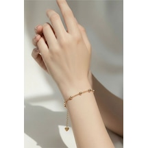 Xupıng Jewelry Gold İnci Detaylı Zincir Bileklik Altın Altın