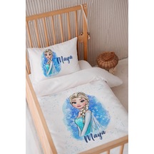 %100 Pamuk Saten Isme Özel Isimli 100x150 Bebek Yatak Nevresim Seti Elsa